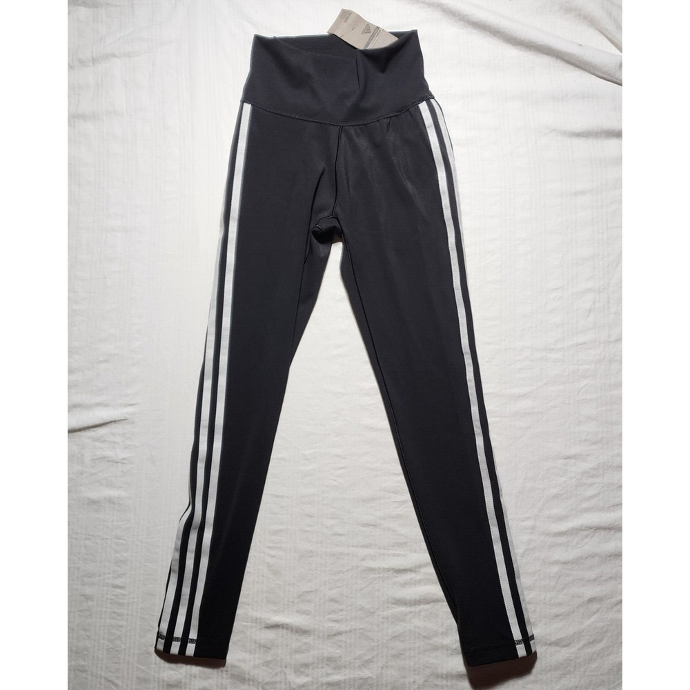 Adidas Pants Womens XS High Rise  Black White Striped Joggers Elastic Waist NWT